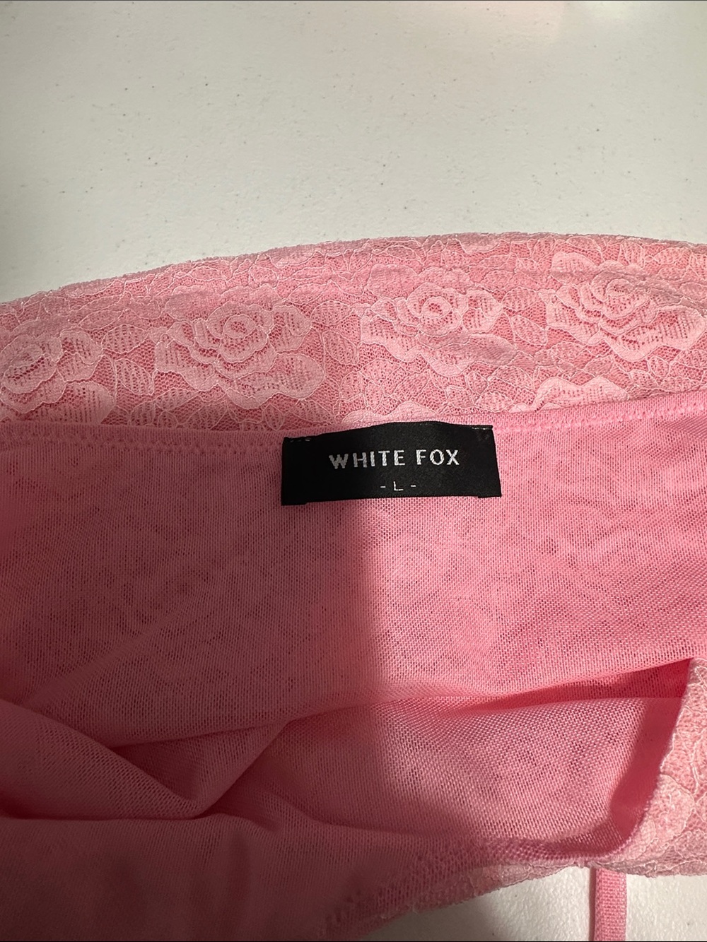 White Fox Pink Lace Halter Tank with Floral Rosette - Picture 4 of 5
